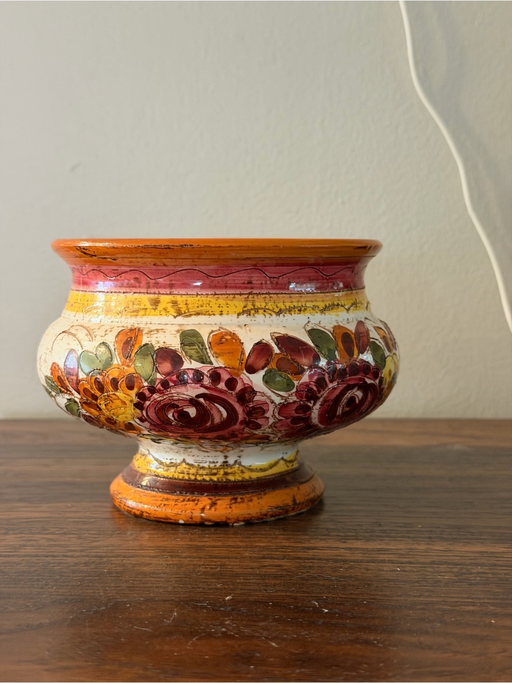 Exquisite Italian Hand Painted Vintage Ceramic Planter Pot